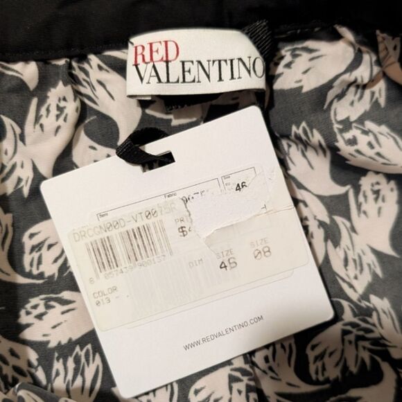Red Valentino Black & Pink Abstract Floral Print A-Line Skirt EU 46 US 12 NWT - Picture 6 of 8